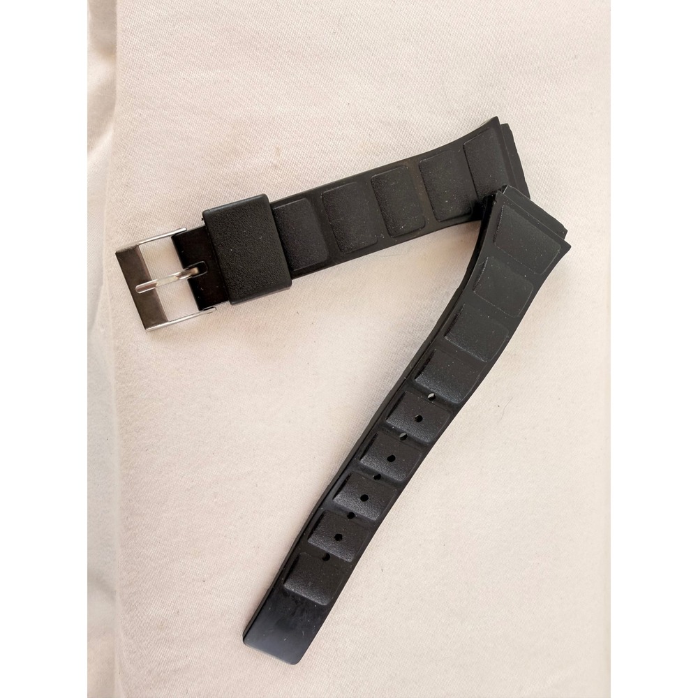 Swiss Made Black Rubber Watch Strap T-10134141K Stainless Steel Buckle 17mm Lug